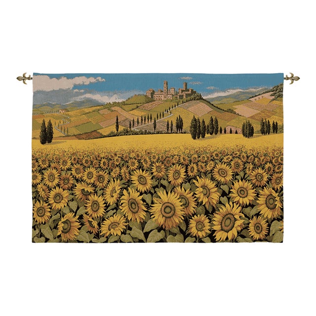 Sunflowers of Tuscany Loom Woven Tapestry - 63x90cm (2'1"x3'0") - Requires Rod Size 2 For Sale