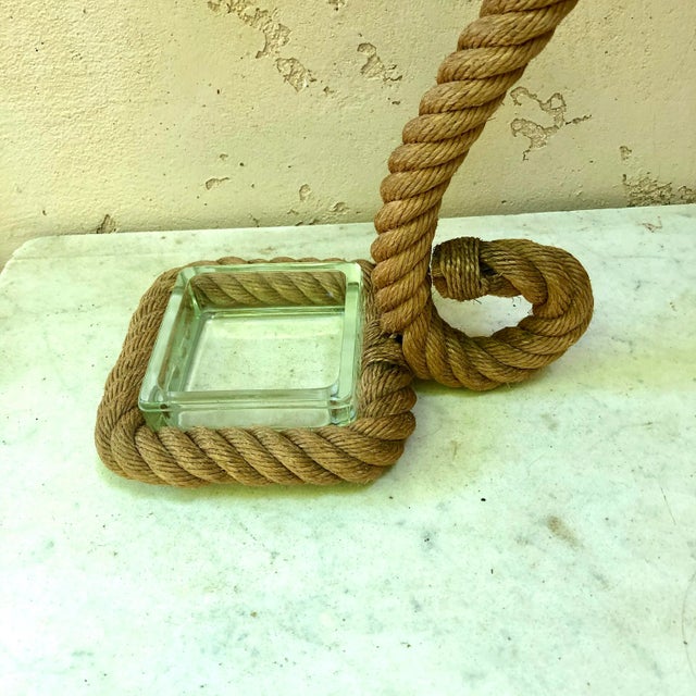 Mid-Century Modern Rope Lamp Audoux Minet With Ashtray, Circa 1960 For Sale - Image 3 of 5