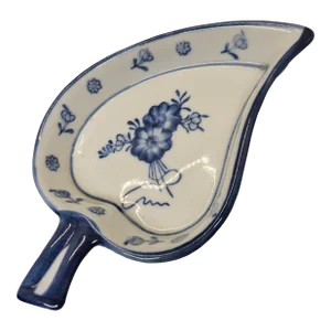 Vintage Delft Leaf Shaped Trinket Dish