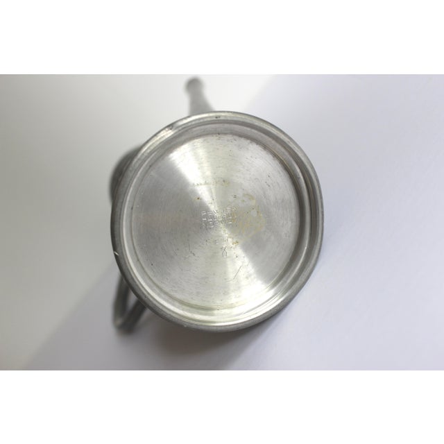 Silver Mid 20th Century Pewter Coffee Pot, Tall Norwegian Lidded Pitcher With Black Detail and Patina, Vintage Haugrud Norway Zinn Handle For Sale - Image 8 of 10