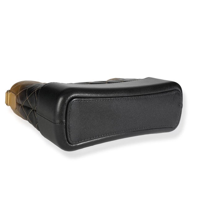 Animal Skin Black & Gold Ombré Quilted Goatskin Medium Gabrielle Hobo For Sale - Image 7 of 8