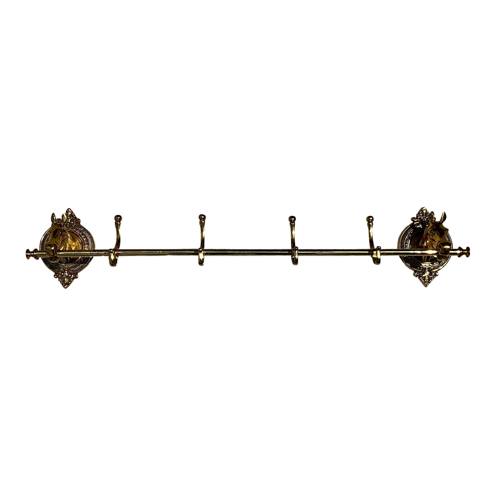 Vintage Polished Brass Horse Head Coat Rack | Chairish