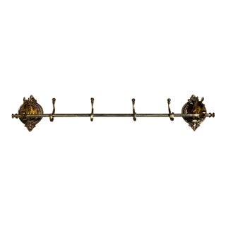Vintage Polished Brass Horse Head Coat Rack For Sale