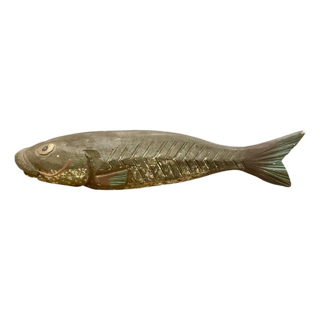 Vintage Hand Carved Ice Fishing Catfish / Carp Decoy / Object / Figure For Sale