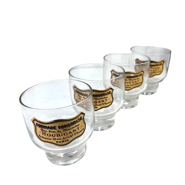 1970s French Houbigant Perfumeur Advertising Cocktail Glasses- Set of 4 For Sale - Image 4 of 6