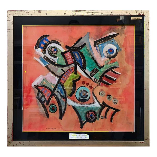 Umberto Mastroianni, Composition, 1975, Painting on Cardboard For Sale