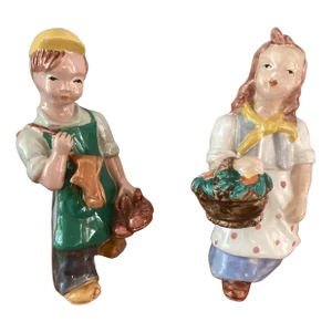 1930s Hungarian Art Pottery of 2 Figurines-Boy and Girl or Brother and Sister