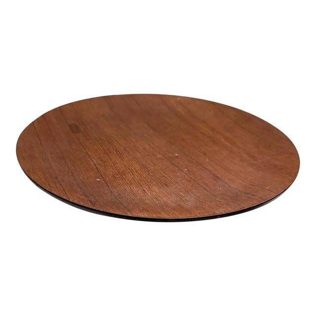 1970s Modernist Teak Wood on Black Serving Platter For Sale
