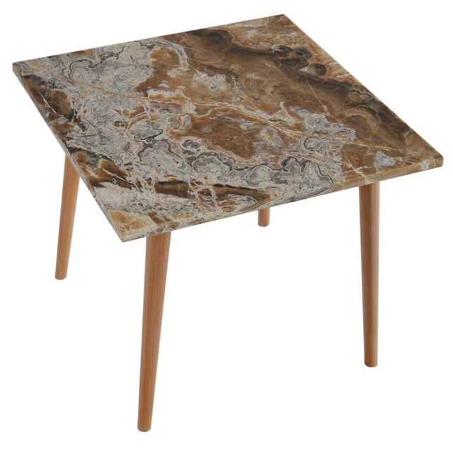 Square Onyx, Wood & Gold Leaf Artwork Side Table by Cupioli For Sale - Image 6 of 6