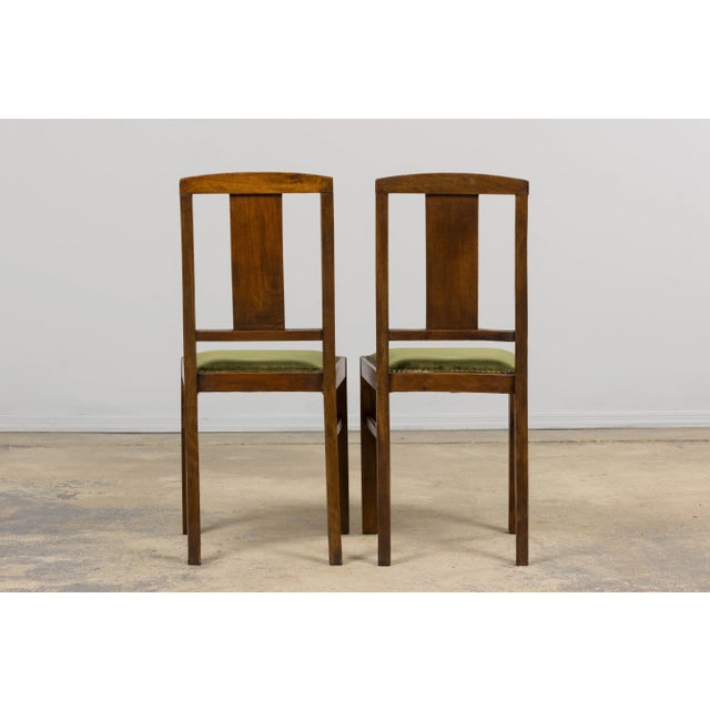 1930s French Art Deco Maple Dining Chairs W/ Olive Green Velvet - Set of 6 For Sale - Image 18 of 18