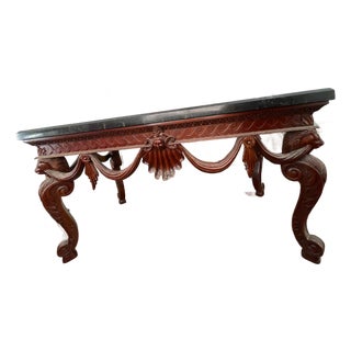 1980’s Vintage French Black Marble Rococo Style Table For Sale