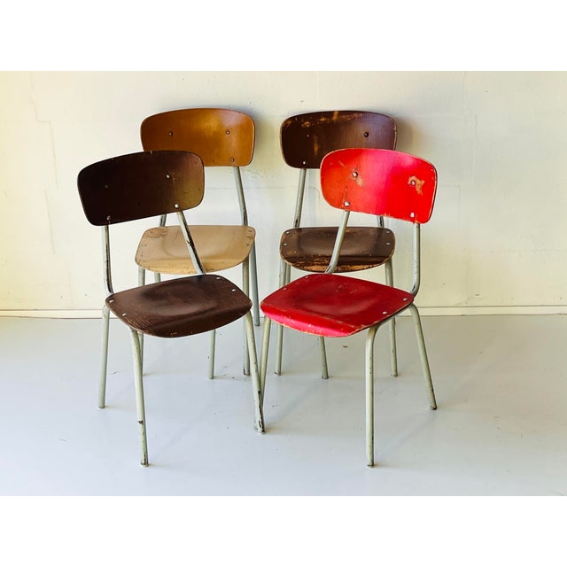 Vintage School Chairs, Set of 4 For Sale - Image 16 of 18