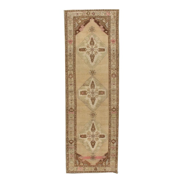 Vintage Turkish Kars Runner Rug 3'6" X 10'9" For Sale