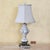 French Country Vintage Italian Capodimonte Style Porcelain Table Lamp With Scrollwork & Bronze-Tone Base For Sale - Image 3 of 18