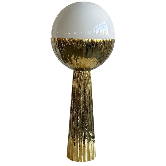 Italian Modern Brass and Opaline Glass Cactus Floor Lamp, 2000s For Sale