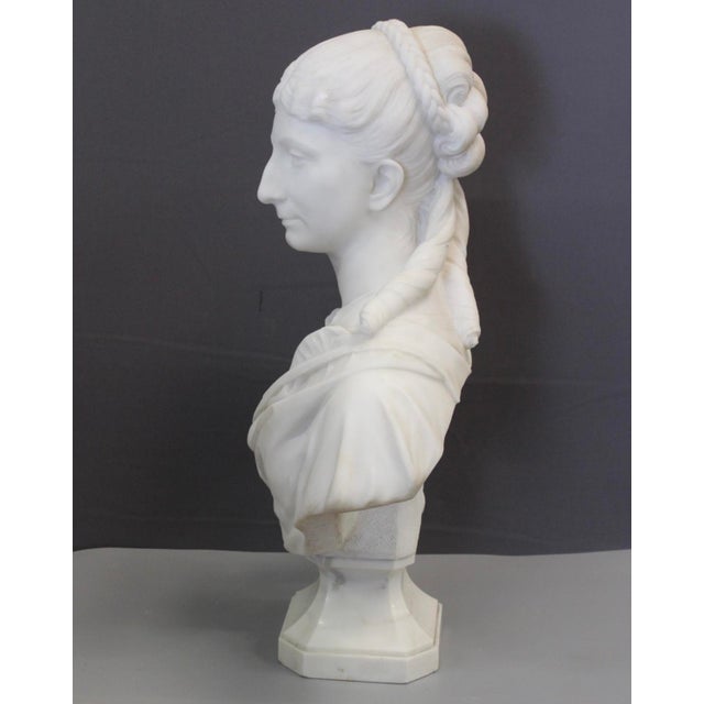 Late 19th Century H. F. Iselin, Bust of a Woman, 1873, Carrara Marble For Sale - Image 5 of 17