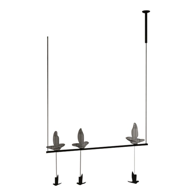 Minimalist Led Pendant Light Sculptural Geometric Art, Steel and Textile 59 In For Sale