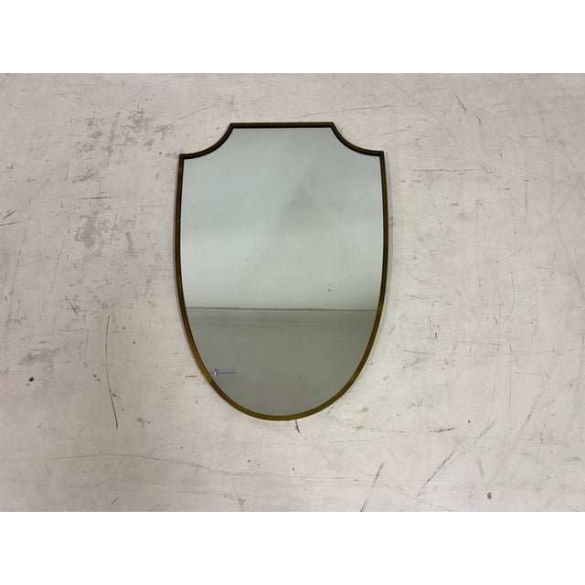 Italian Brass Shield Mirror, 1950s For Sale - Image 10 of 12