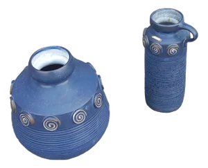 Blue Ceramic Vases by Ceramano, Set of 2