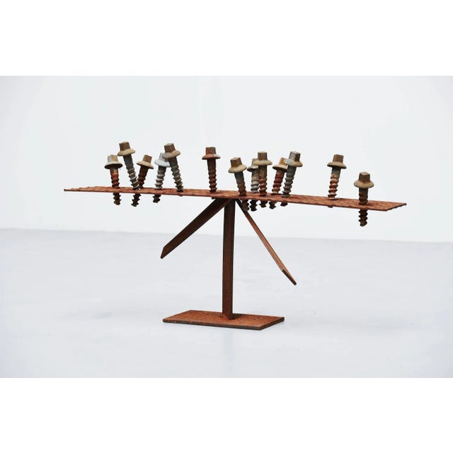 Very nice iron sculpture designed by Theo Niermeijer (1940-2005) Amsterdam, 1970. This large and heavy sculpture is made...