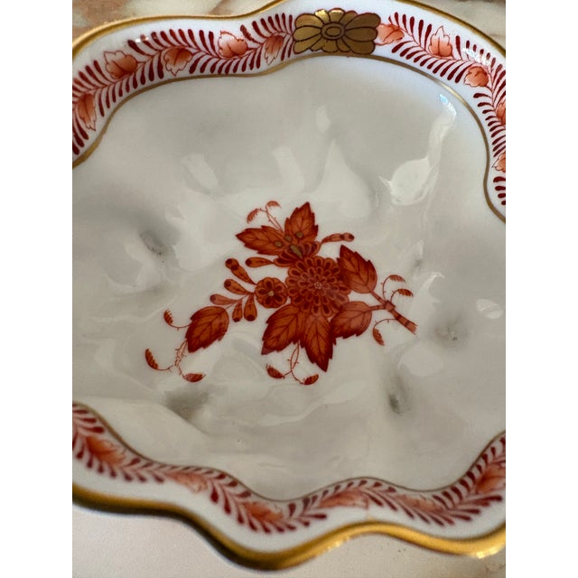Ceramic 20th Century Herend Chinese Bouquet Nut / Trinket Dish in Rust For Sale - Image 7 of 7