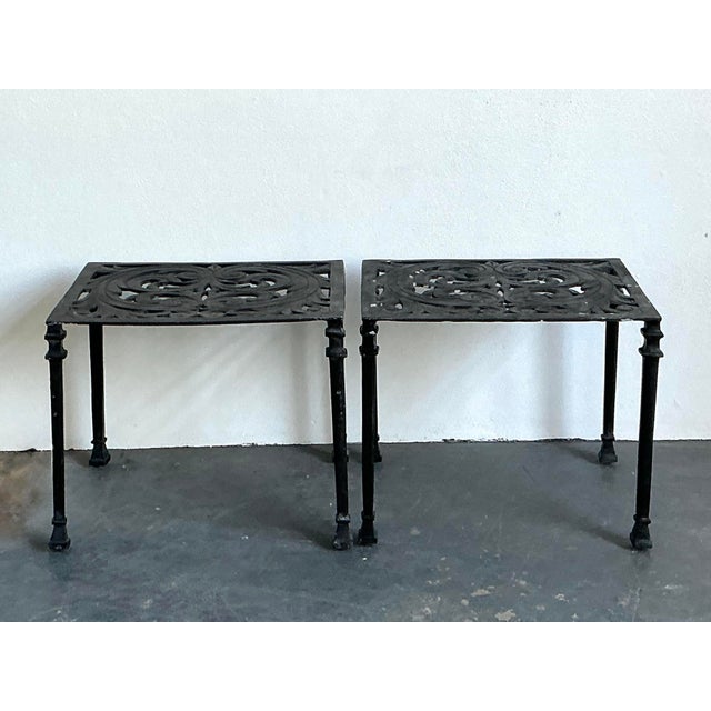 Late 20th Century Vintage Wrought Iron Side Tables - A Pair For Sale - Image 5 of 12