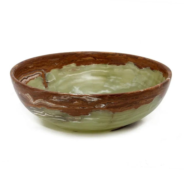 A 12" Laurus Collection Whirl Green Onyx Bowl.