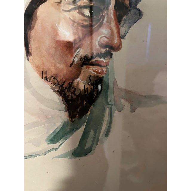 1960’s Mixed Media Portrait of a Traditional Middle-Eastern Man For Sale - Image 4 of 8