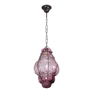 1960s Wonderful Large Magenta Colour Venetian Lantern, Seguso Murano Glass, Italy For Sale