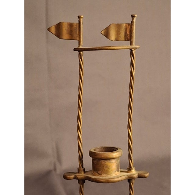 Rare 18thC Antique Brass Havdalah Compendium Spice Box Tower Adjustable Candle For Sale In Boston - Image 6 of 18