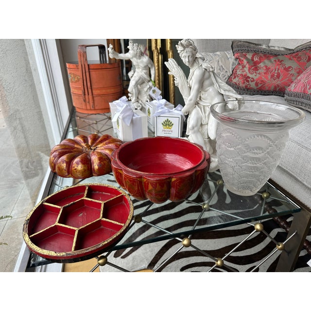 1900 - 1909 Antique Chinese Paper Mache Pumpkin Jewelry Box For Sale - Image 5 of 5