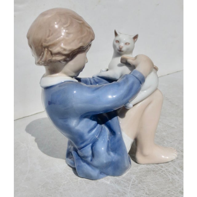 Royal Copenhagan Royal Copenhagen Porcelain Girl and Cat Circa 60s-70s For Sale - Image 4 of 8