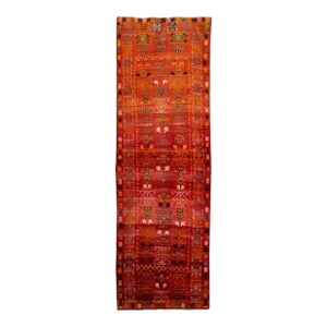 1960s Vintage Persian Heriz Handmade Red All-Over Wool Runner