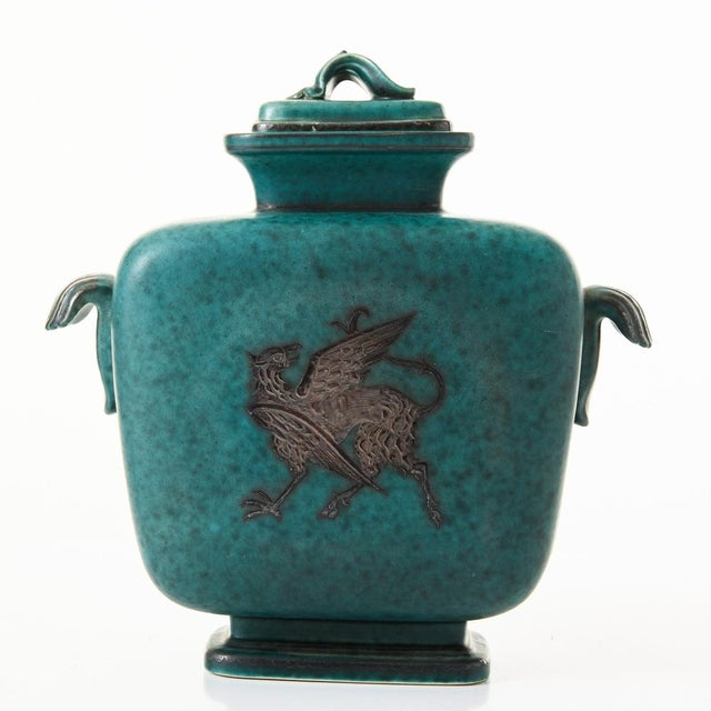 Metal Argenta Lidded Urn by Wilhelm Kåge for Gustavsberg, 1940s For Sale - Image 7 of 7