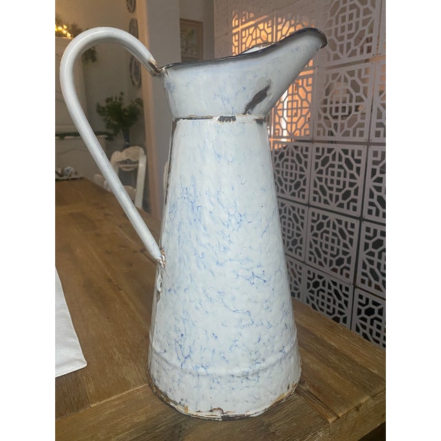 Mid 20th Century Large French Enamel Water Pitcher For Sale - Image 4 of 7