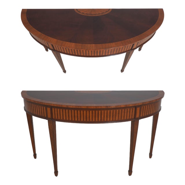 Ethan Allen Federal Inlaid Mahogany Console Table For Sale