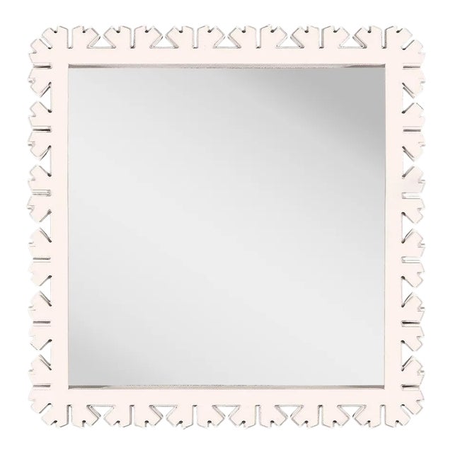 Fleur Home Audubon Bamboo Sticks Square Mirror in Frosted Petal, 31.5x31.5 For Sale