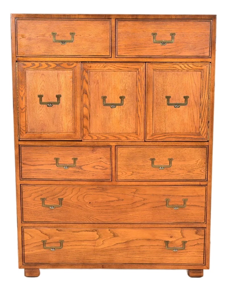Henredon Mid-Century Modern Campaign Oak Gentleman's Chest, Circa