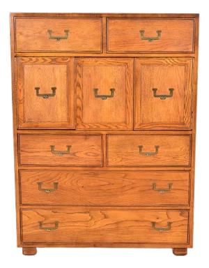 Henredon Mid-Century Modern Campaign Oak Gentleman's Chest, Circa 1970s