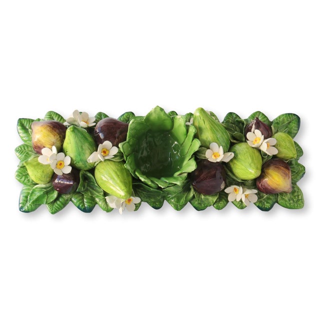 Mid 20th Century Midcentury Italian Trompe L'oeil Fig and Flower Candleholder Centerpiece For Sale - Image 5 of 6