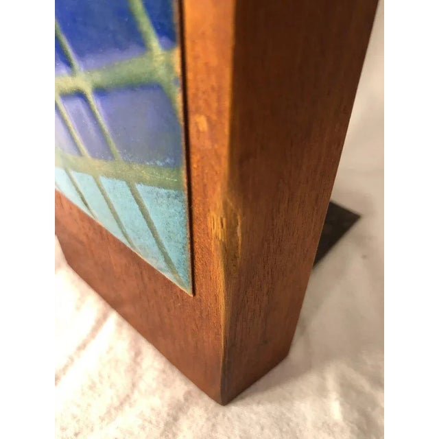 Ernest John Mid-Century Modern Walnut and Enamel Bookends - a Pair For Sale - Image 4 of 13