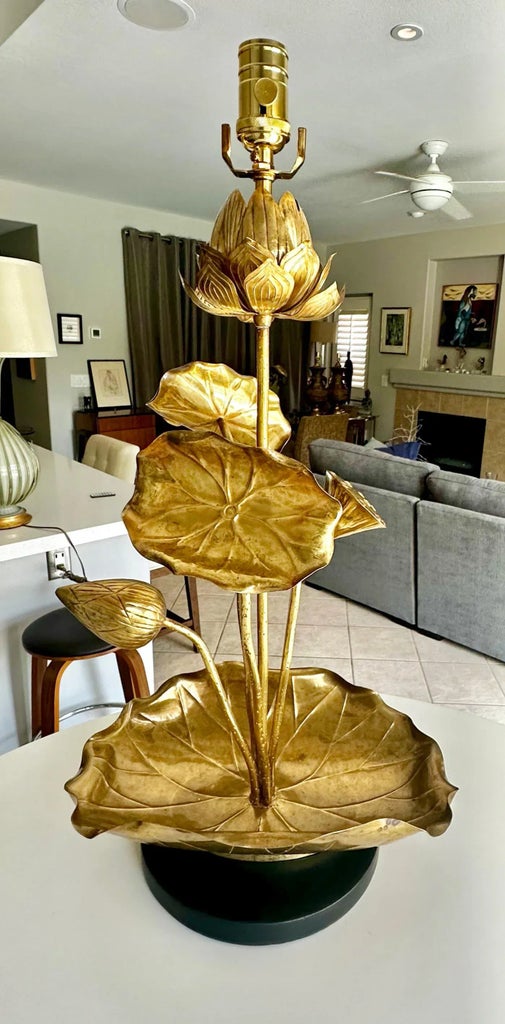 Feldman Lotus Flower Table Lamp Style of Parzinger | Chairish