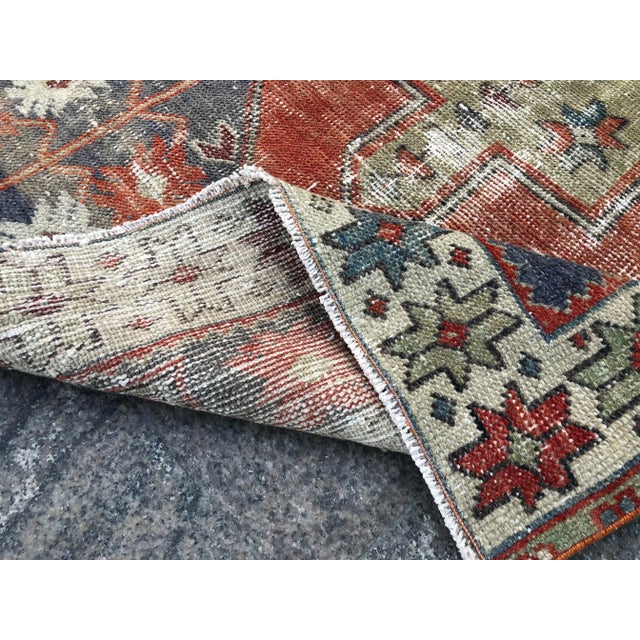 Vintage Turkish Handmade Nomadic Rug- 3′5″ × 4′6″ For Sale - Image 4 of 11