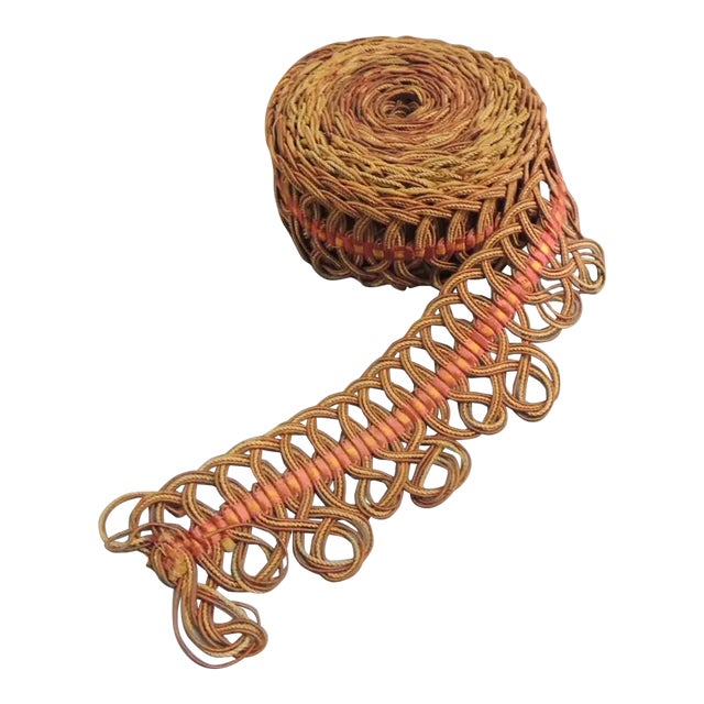 Antique Red & Pink Heavy Woven Decorative Trim For Sale