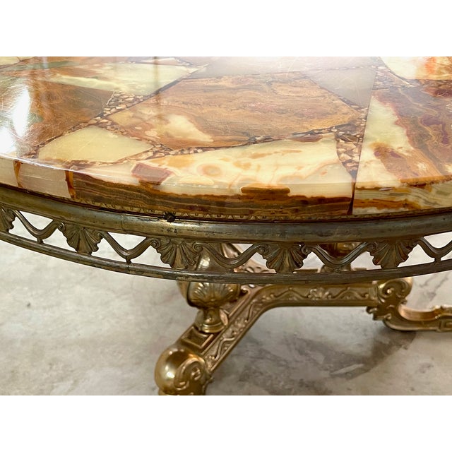 Mid-Century Italian Large Onyx and Brass Coffee Table For Sale - Image 10 of 12