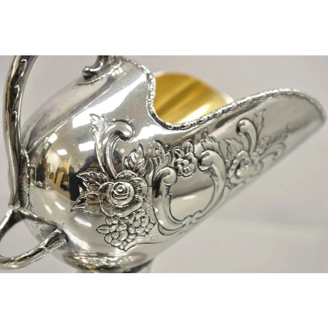 Vintage Raimond Victorian Silver Plated Copper Pedestal Sugar Scuttle Bowl For Sale - Image 4 of 10