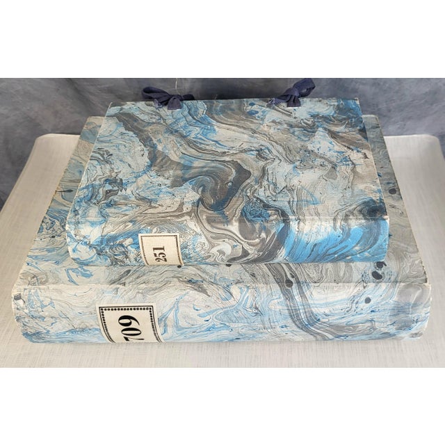 Late 20th Century Hand Painted Marble Decorative Book Boxes - A Pair For Sale In Houston - Image 6 of 12