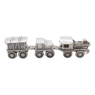 Vintage Italian Handmade Silver Train Figurine, 1980s For Sale