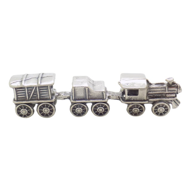 Vintage Italian Handmade Silver Train Figurine, 1980s For Sale