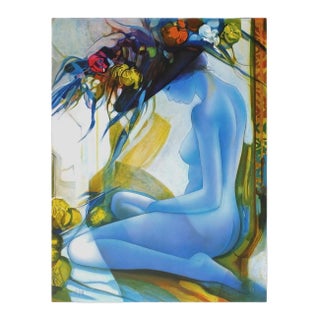1990 Jean-Baptiste Valadié Chapeau Aux Fleurs Jaune Signed Lithograph For Sale